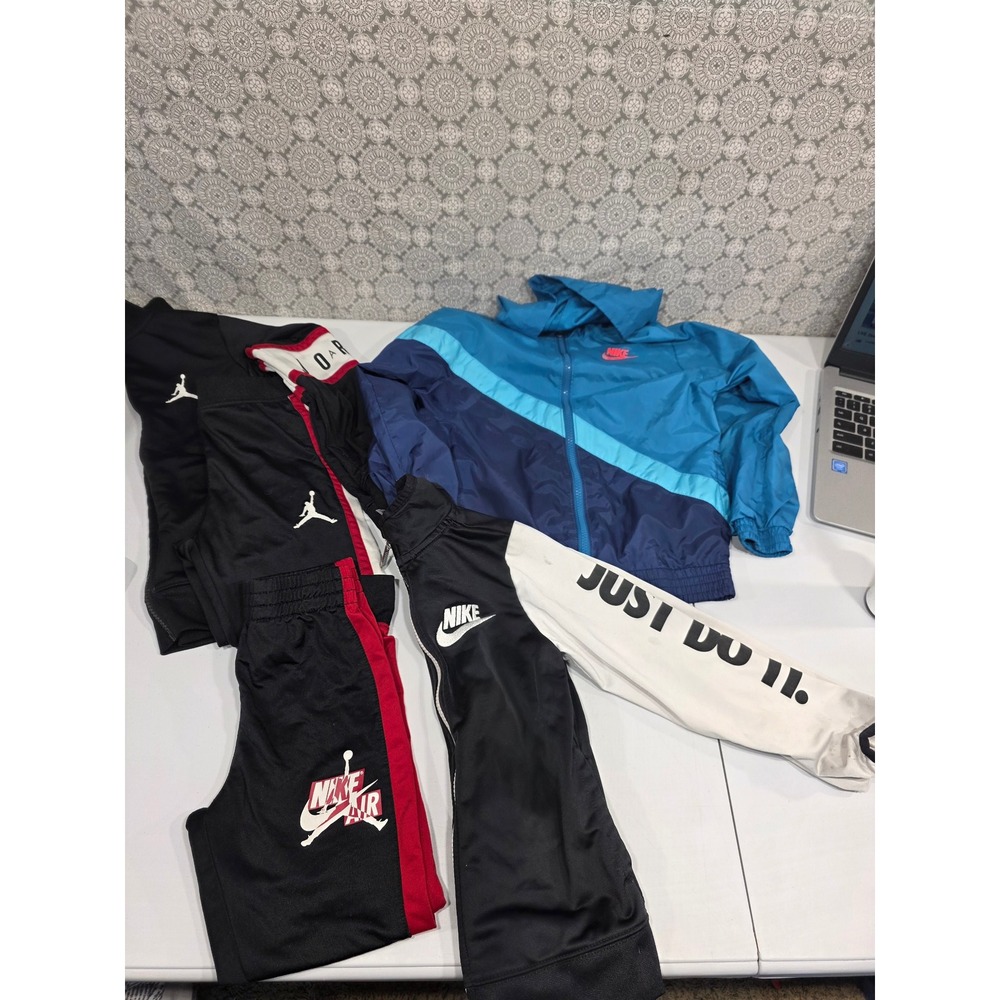 Kids Jordan Nike Tracksuit Set Jacket Pants Black Red Blue White Size M 5-6 READ